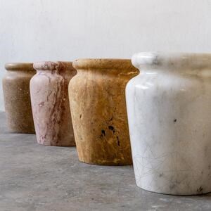 Roma Latte Travertine Vase, 30 x 25 x 25 cm