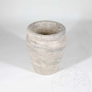 Roma Silver Travertine Vase, 30 x 25 x 25 cm