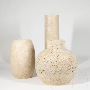 Venetia Classic Riven Travertine Vase, 30 x 30 x 30 cm