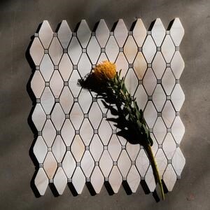 White & Grey Polished Marble Melia Mosaic 24.5 x 26.5 cm