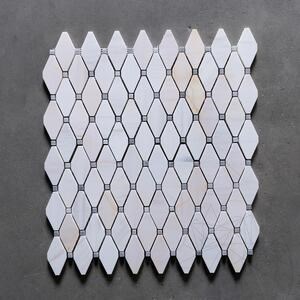 White & Grey Polished Marble Melia Mosaic 24.5 x 26.5 cm