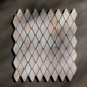 White & Grey Polished Marble Melia Mosaic 24.5 x 26.5 cm