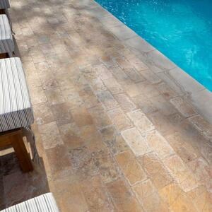 Yellow Cross Cut Tumbled Travertine 15.2 x 30.5 x 3 cm