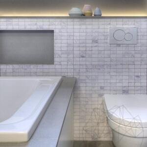 Volakas Tumbled Marble Mosaic, 2.85 x 5 cm