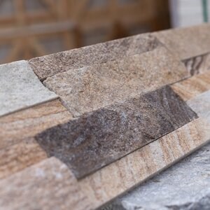 Rovere Beige Sandstone Wall Cladding Panel, 15 x 60 cm