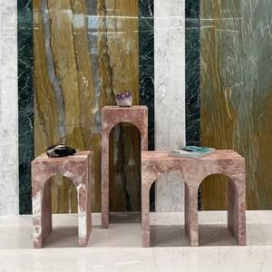 Opium Red Travertine Archy Small Console