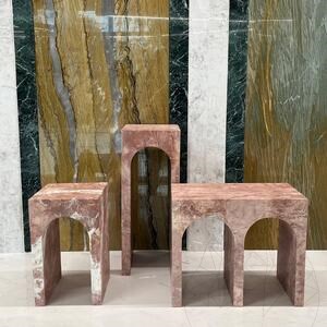 Opium Red Travertine Archy Coffee Table 