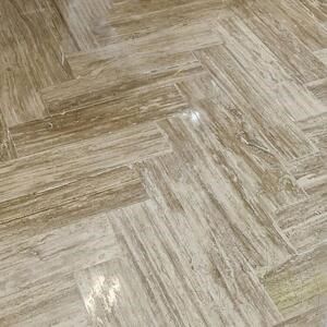 Royal Walnut Vein Cut Brushed Parquet Travertine, 14x55x1.2 cm 