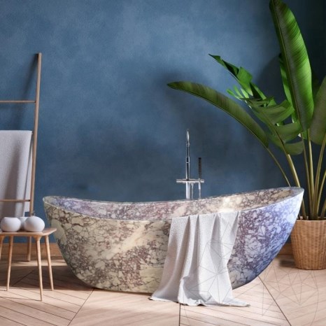 Autograph Bathtub Faro Arabescato Marble, 185 x 86 x 70 cm
