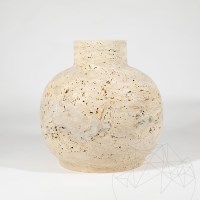 Venetia Classic Riven Travertine Vase, 30 x 30 x 30 cm
