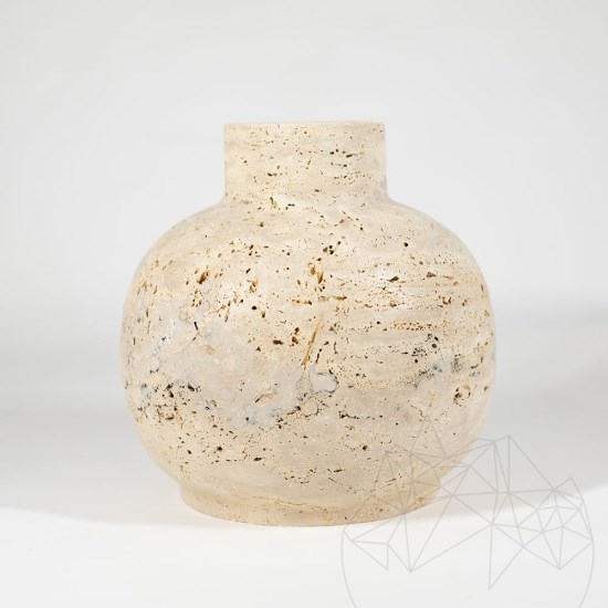 Venetia Classic Riven Travertine Vase, 30 x 30 x 30 cm