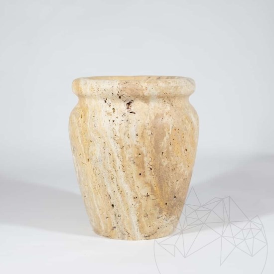 Roma Yellow Travertine Vase, 30 x 25 x 25 cm