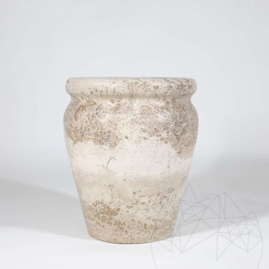 Roma Latte Travertine Vase, 30 x 25 x 25 cm