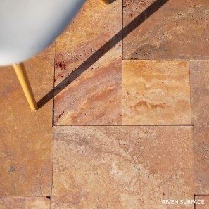 Peach Cross Cut Brushed Travertine French Pattern Set 1.2 cm