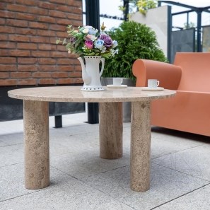 Latte Travertine Coffee Autograph Table