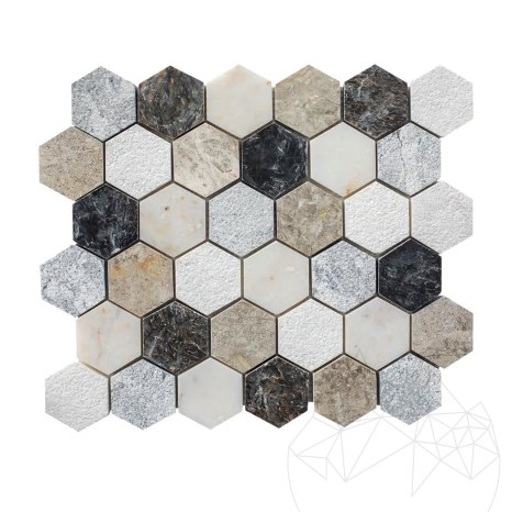 Hexagonal Marble Mosaic Mix 