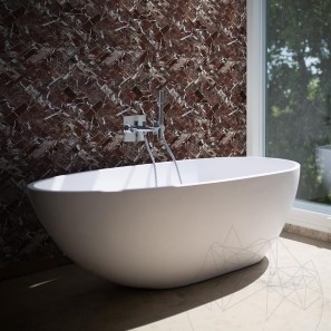 Rosso Levanto Chevron Polished Marble Mosaic