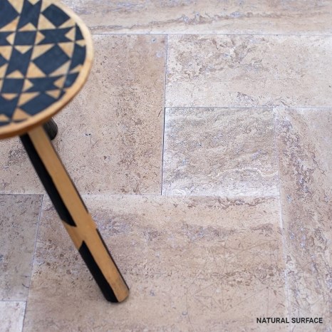 Latte PREMIUM Brushed Travertine French Pattern Set 1.2 cm