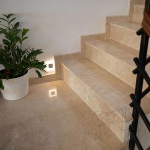 Crema Royal Polished Marble Stair (1L Chamfer), 120 x 33 x 3 cm
