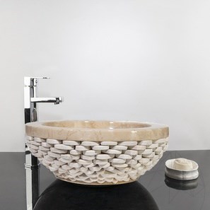 Bathroom Sink - Beige Marble Pebbles