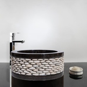 Bathroom Sink - Black Marble Circles