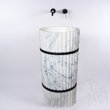 Arabescato Rifled Bathroom Sink Tao, 42 x 85 cm