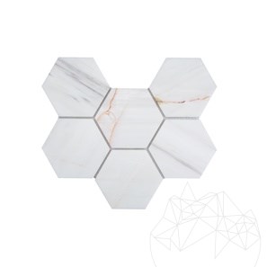 Calacatta Amber Polished Marble XL Hexagon Mosaic 30 x 20 cm
