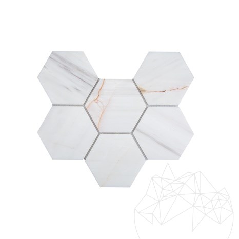 Calacatta Amber Polished Marble XL Hexagon Mosaic 30 x 20 cm