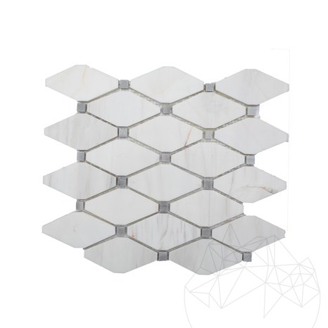 White & Grey Polished Marble Melia Mosaic 24.5 x 26.5 cm