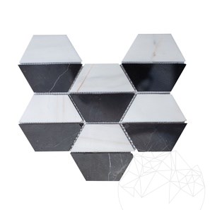 Black&White Polished Marble Hexagon Mosaic 20.2 x 28.6 cm
