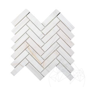 Calacatta Amber Polished Marble Chevron Mosaic 28 x 31 cm