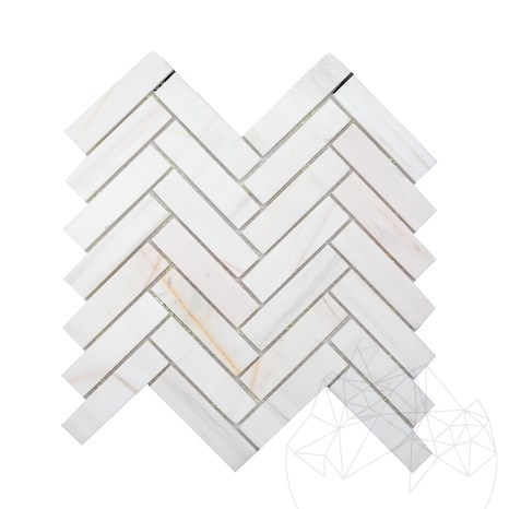 Calacatta Amber Polished Marble Chevron Mosaic 28 x 31 cm