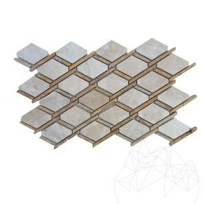 Beige Marble & Yellow Travertine Polished Maze Mosaic 30.5 x 30.5 cm