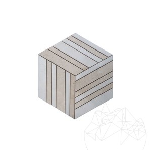 White&Beige Polished Marble 3D Cube Mosaic 20 x 20 cm