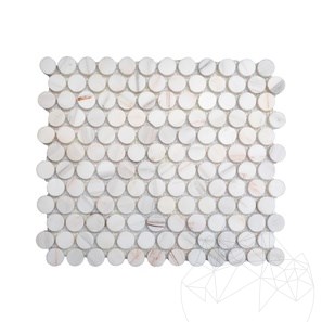 Calacatta Amber Polished Marble Penny Mosaic 30.5 x 28 cm