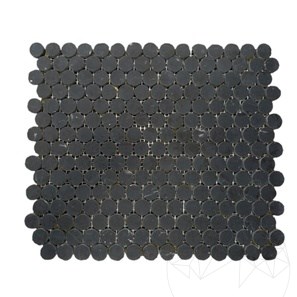 Nero Marquina Polished Marble Penny Mosaic 30.5 x 28 cm