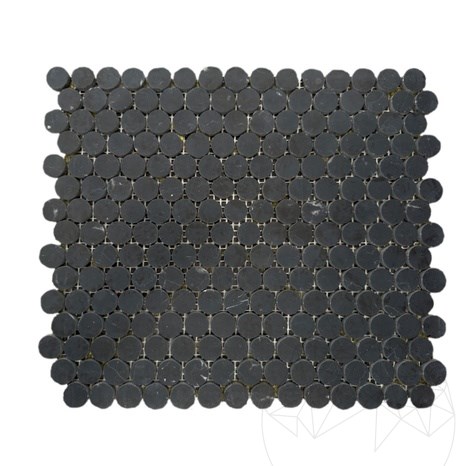 Nero Marquina Polished Marble Penny Mosaic 30.5 x 28 cm
