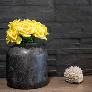 Ceppo Grey Marble Decorative Vase Autograph-Bari, 20 x 19 cm