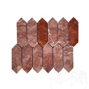 Opium Red Travertine Polished Pillar Mosaic 30.5 x 28 cm
