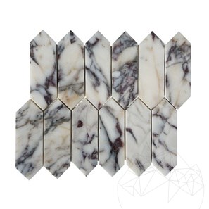 Arabescato Violet Marble Polished Pillar Mosaic 30.5 x 28 cm