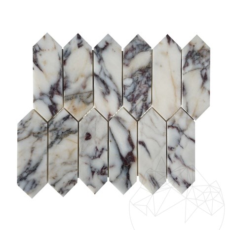 Arabescato Violet Marble Polished Pillar Mosaic 30.5 x 28 cm