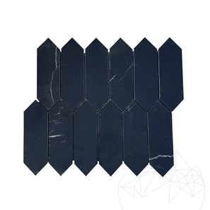 Nero Marble Polished Pillar Mosaic 30.5 x 28 cm