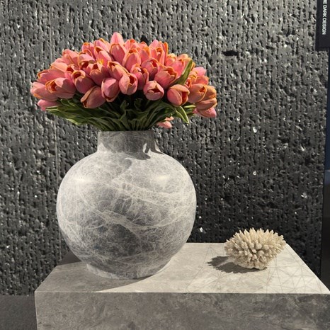 Autograph-Venetia Decorative Tundra Marble Vase, 30 x 30 x 30 cm