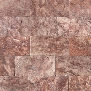 Red Opium Cross Cut Brushed and Chiseled Edge Travertine 15.2 x 30.5 x 3 cm 