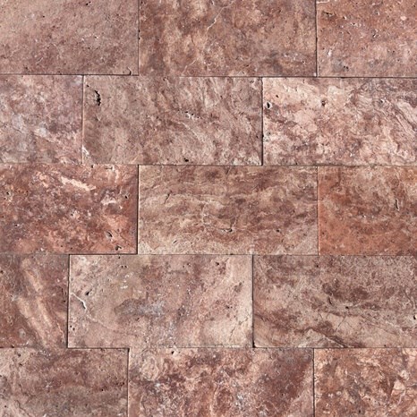Red Opium Cross Cut Brushed and Chiseled Edge Travertine 15.2 x 30.5 x 3 cm 