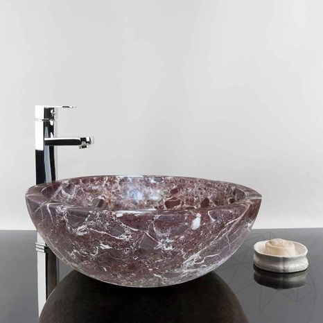 Bathroom Sink - Rosso Levanto Marble RS-5, 42 x 15 cm