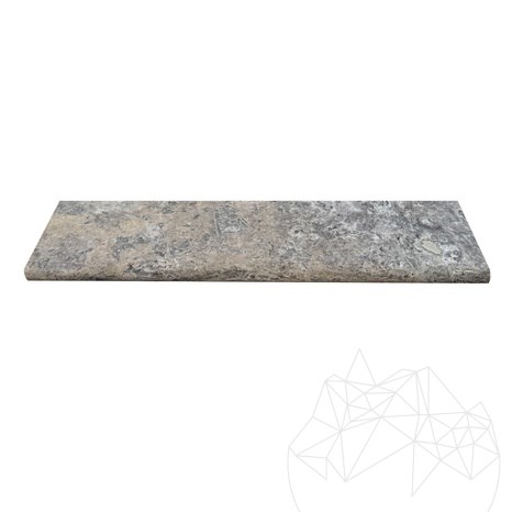 Silver Travertine Coping Stone, Antiqued Cross Cut, 3 x 15 x 61 cm