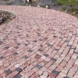 Maple Red Splitface Granite Cobblestone, 10 x 10 x 5 cm