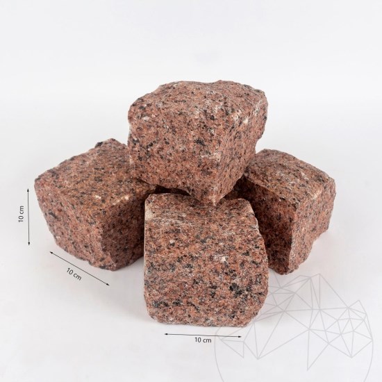 Maple Red Splitface Granite Cobblestone, 10 x 10 x 10 cm (1 ton = 5 sqm)