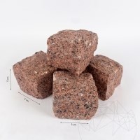 Maple Red Splitface Granite Cobblestone, 5 x 5 x 5 cm (1 ton = 8-9 sqm)